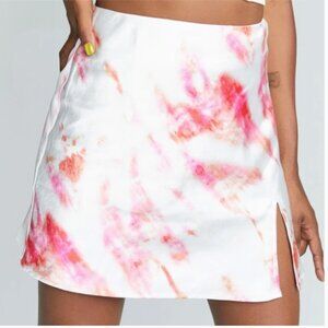 Princess Polly Satin White Red Pink Tie Dye High Waist Mini Skirt